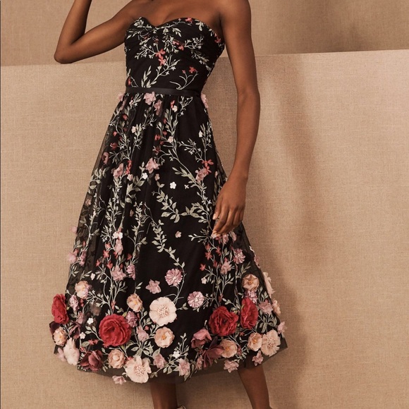 BHLDN MARCHESA NOTTE REMI EMBROIDERED 3D DRESS - Picture 1 of 3